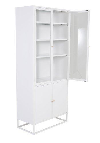 VENTURE DESIGN Bakal vitrineskap, m. 4 drer og 4 hyller - hvit stl