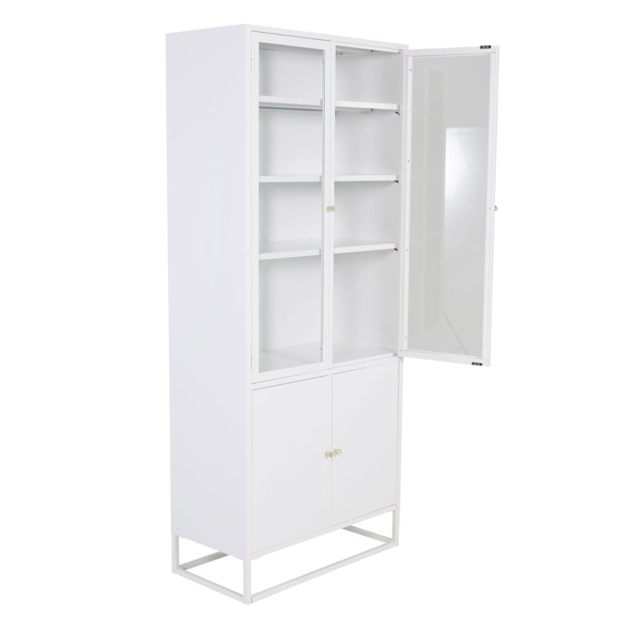 VENTURE DESIGN Bakal vitrineskap, m. 4 drer og 4 hyller - hvit stl