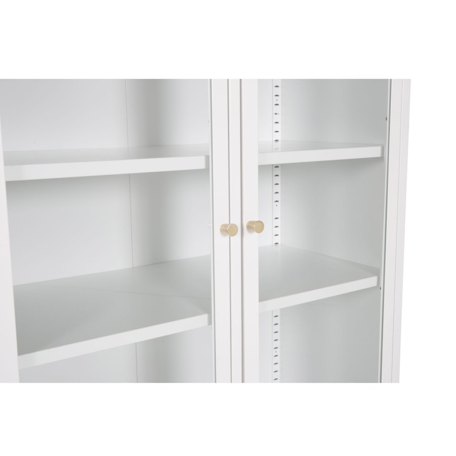 VENTURE DESIGN Bakal vitrineskap, m. 4 drer og 4 hyller - hvit stl