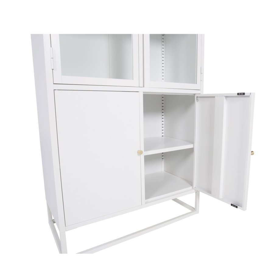 VENTURE DESIGN Bakal vitrineskap, m. 4 drer og 4 hyller - hvit stl