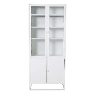 VENTURE DESIGN Bakal vitrineskap, m. 4 drer og 4 hyller - hvit stl
