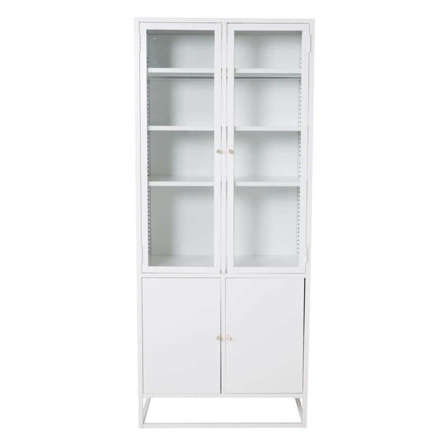 VENTURE DESIGN Bakal vitrineskap, m. 4 drer og 4 hyller - hvit stl
