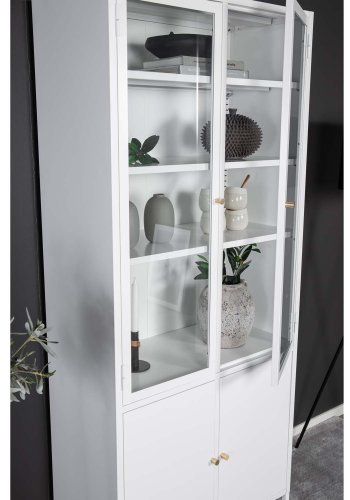 VENTURE DESIGN Bakal vitrineskap, m. 4 drer og 4 hyller - hvit stl