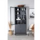 VENTURE DESIGN Bakal Vitrine mit 4 Türen und 4 Regalen - grauer Stahl