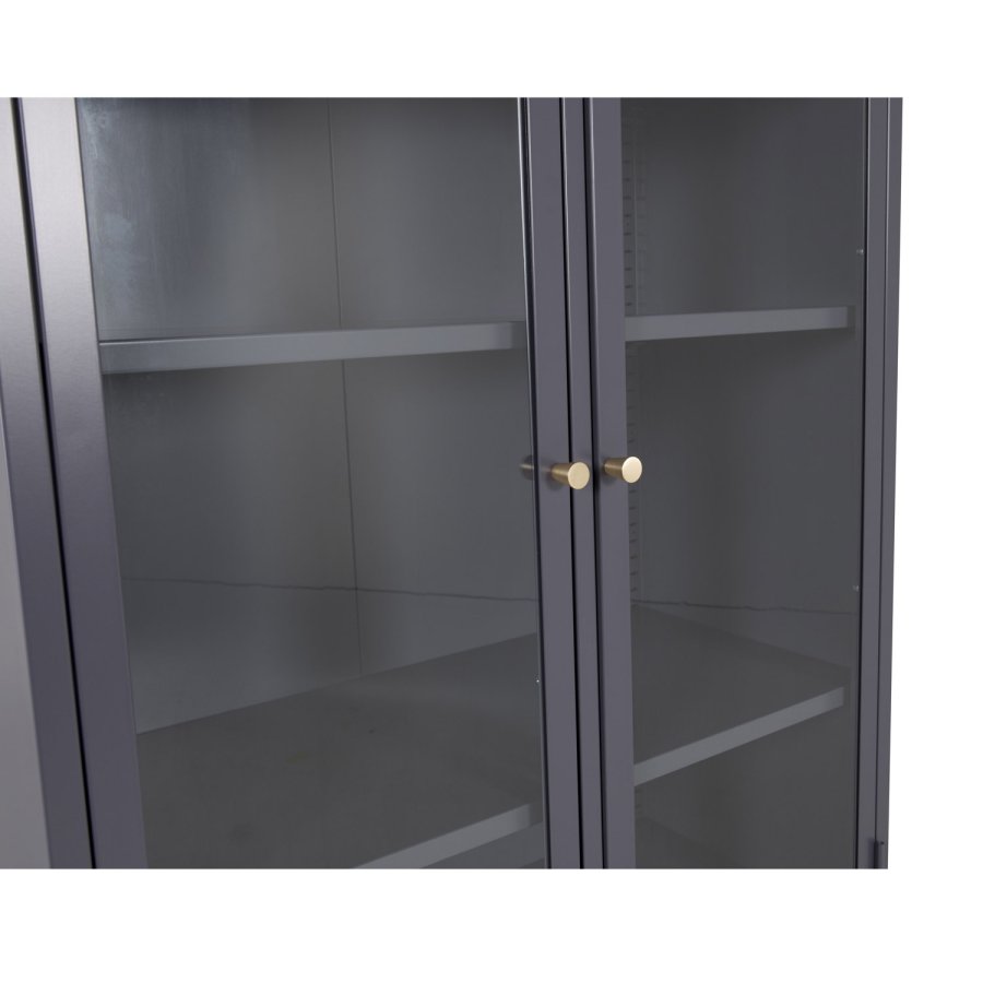 VENTURE DESIGN Bakal Vitrine mit 4 Türen und 4 Regalen - grauer Stahl