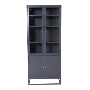 VENTURE DESIGN Bakal Vitrinskp, med 4 Luckor och 4 Hyllplan - grtt Stl