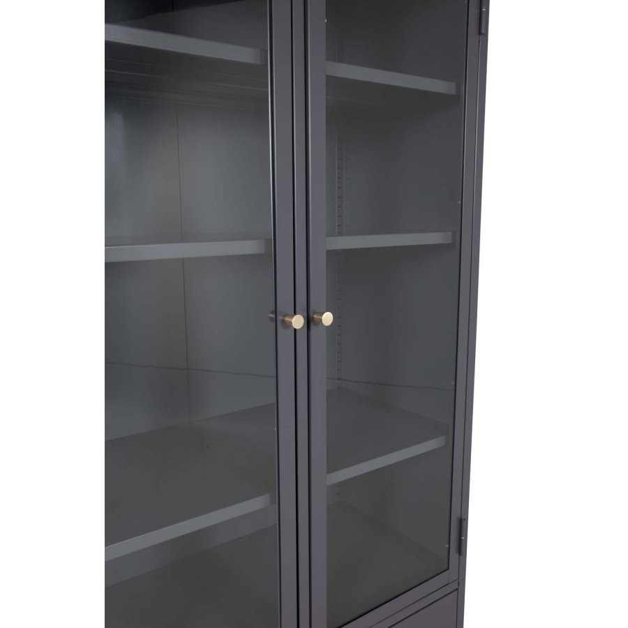 VENTURE DESIGN Bakal Vitrine mit 4 Türen und 4 Regalen - grauer Stahl