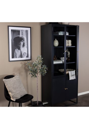 VENTURE DESIGN Bakal Vitrine mit 4 Türen und 4 Regalen - grauer Stahl