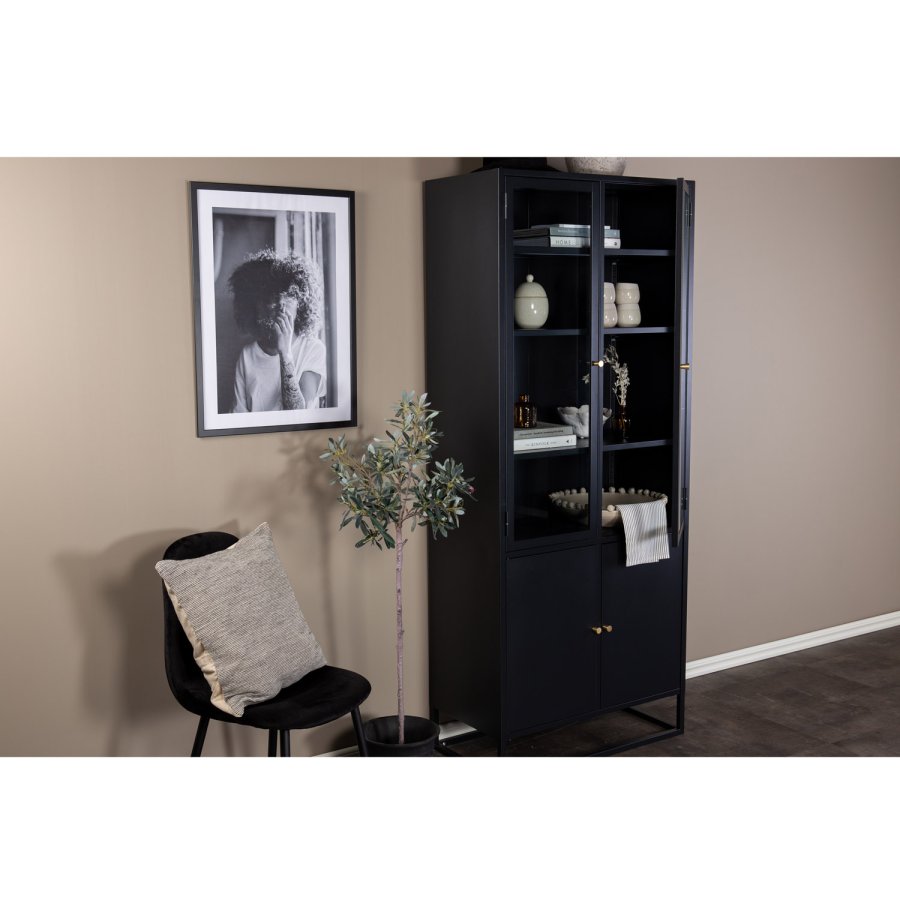 VENTURE DESIGN Bakal Vitrine mit 4 Türen und 4 Regalen - grauer Stahl