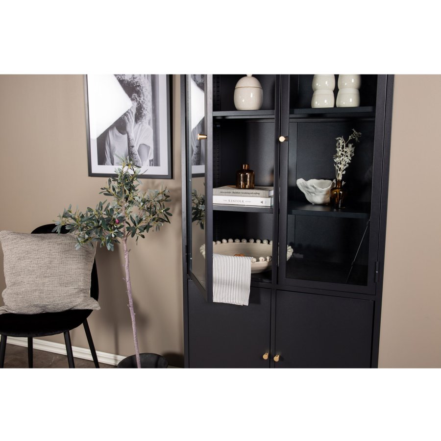 VENTURE DESIGN Bakal vitrineskap, m. 4 drer og 4 hyller - sort stl