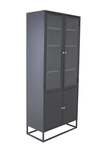 VENTURE DESIGN Bakal vitrineskap, m. 4 drer og 4 hyller - sort stl