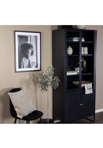 VENTURE DESIGN Bakal vitrineskap, m. 4 drer og 4 hyller - sort stl