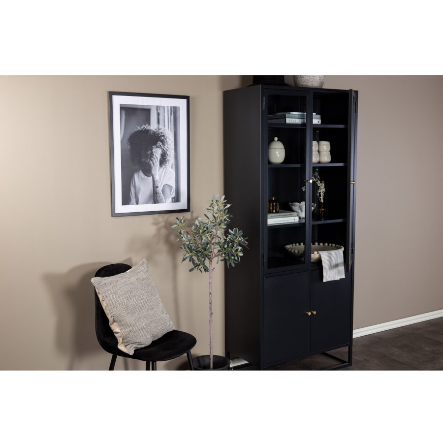 VENTURE DESIGN Bakal vitrineskap, m. 4 drer og 4 hyller - sort stl