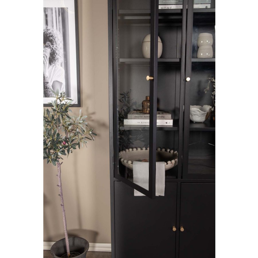 VENTURE DESIGN Bakal vitrineskap, m. 4 drer og 4 hyller - sort stl