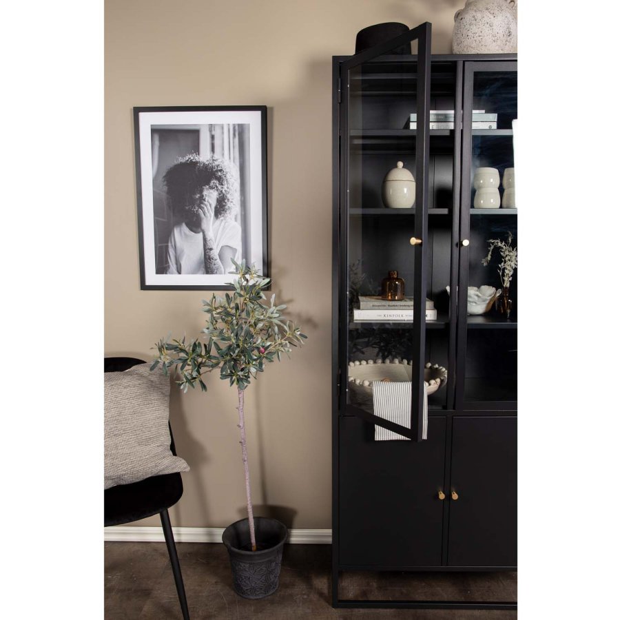 VENTURE DESIGN Bakal vitrineskap, m. 4 drer og 4 hyller - sort stl