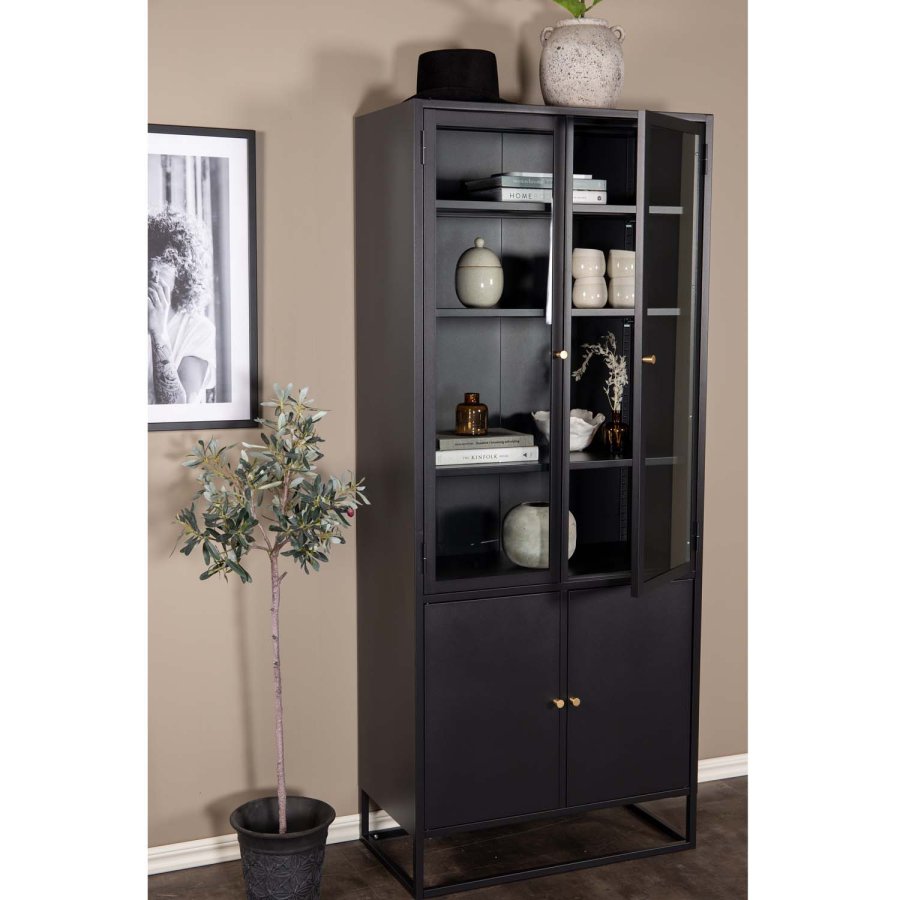 VENTURE DESIGN Bakal vitrineskap, m. 4 drer og 4 hyller - sort stl