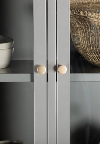 VENTURE DESIGN Bakal vitrineskap, m. 4 drer og 4 hyller - glass og lysegr stl (H:190)