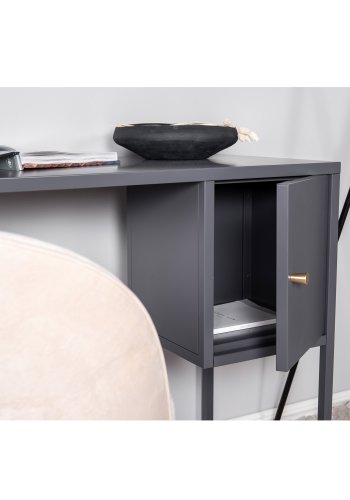 VENTURE DESIGN Bakal Schreibtisch, m. 1 Tür - hellgrauer Stuhl (95x45)