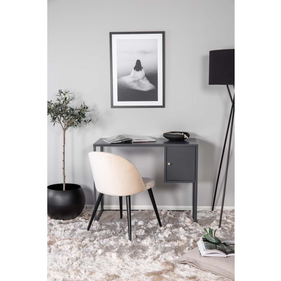 VENTURE DESIGN Bakal Schreibtisch, m. 1 Tür - hellgrauer Stuhl (95x45)