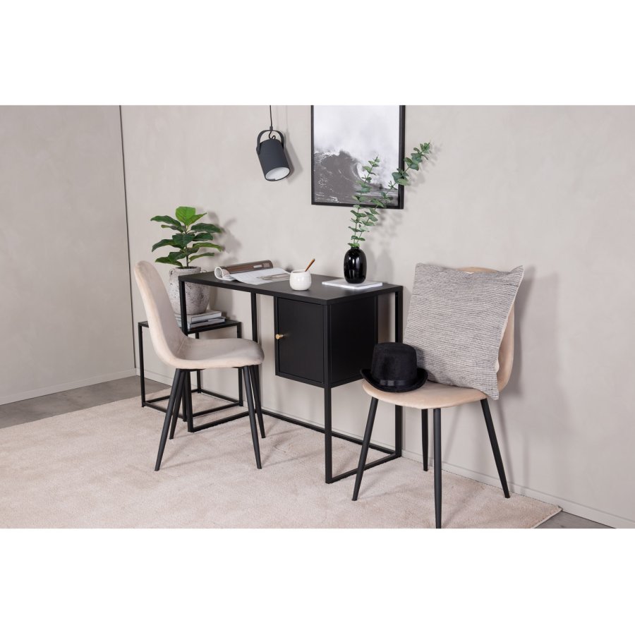 VENTURE DESIGN Bakal skrivebord, m. 1 dr - svart stl (95x45)