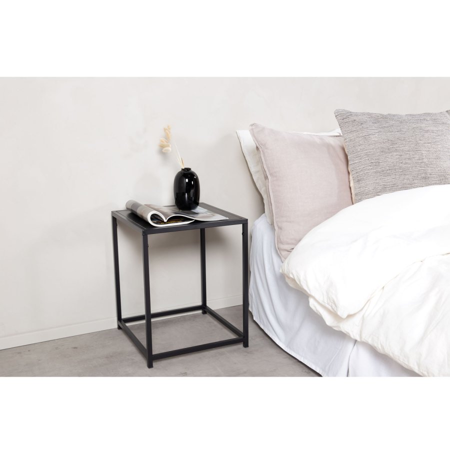 VENTURE DESIGN Sidebord i stl, rektangulrt - svart stl (38x37)