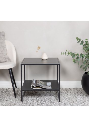 VENTURE DESIGN Sidebord i stl, m. hylle - sort stl (50,8x50,8)