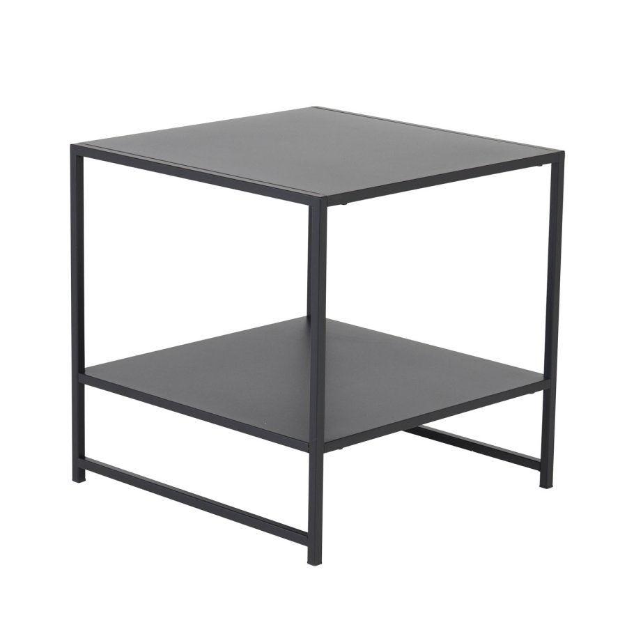 VENTURE DESIGN Sidebord i stl, m. hylle - sort stl (50,8x50,8)