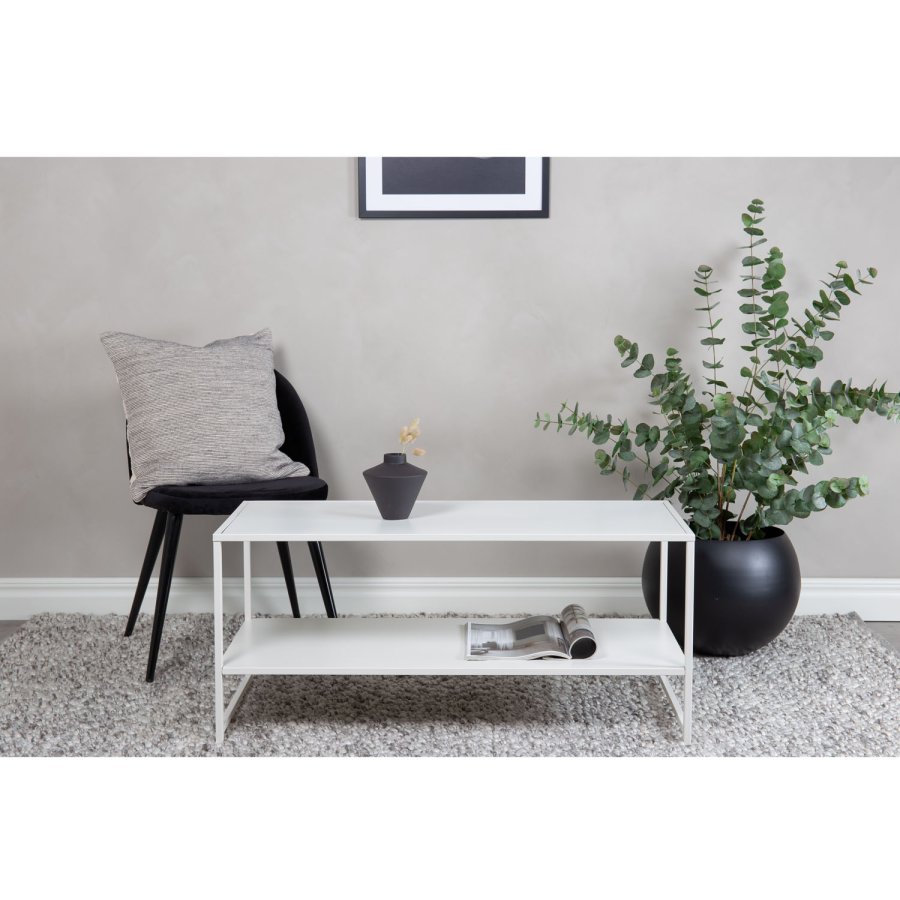 VENTURE DESIGN Steel salongbord, m. hylle - hvit stl (101,6x43,2)