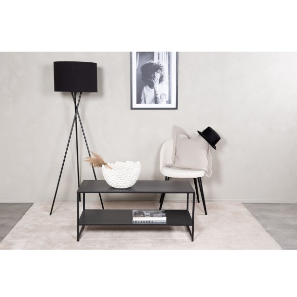 Staal sofabord, m. hylde - sort stl (101,6x43,2)