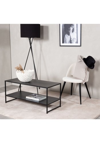 VENTURE DESIGN Steel sofabord, m. hylle - sort stl (101,6x43,2)