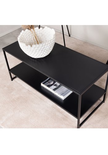 VENTURE DESIGN Steel sofabord, m. hylle - sort stl (101,6x43,2)