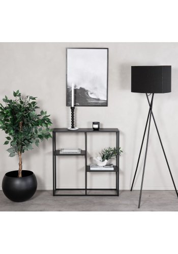 VENTURE DESIGN Staal konsolbord, m. 2 hylder - sort stl (80x26)