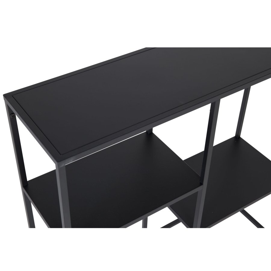 VENTURE DESIGN Staal konsolbord, m. 2 hylder - sort stl (80x26)