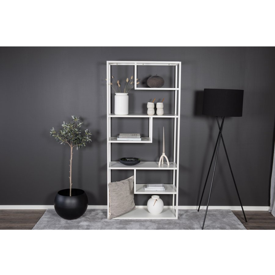 VENTURE DESIGN Bokhylle i stl - hvitt stl (H:188cm x85cm x 35cm)