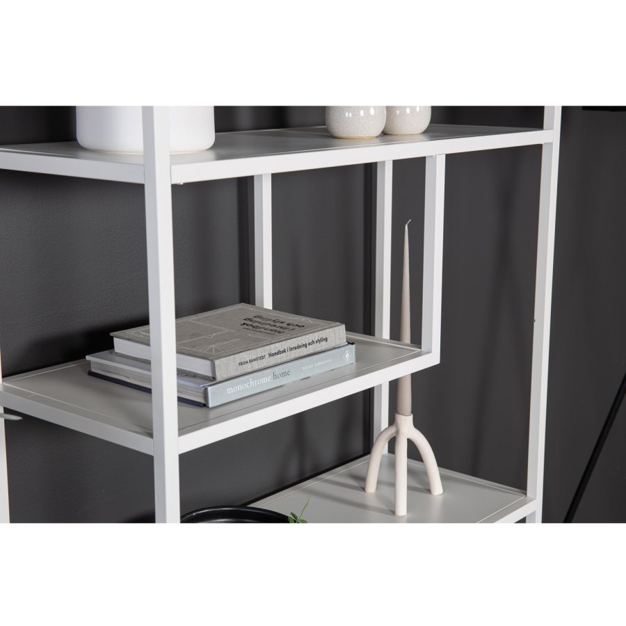 VENTURE DESIGN Bokhylle i stl - hvitt stl (H:188cm x85cm x 35cm)