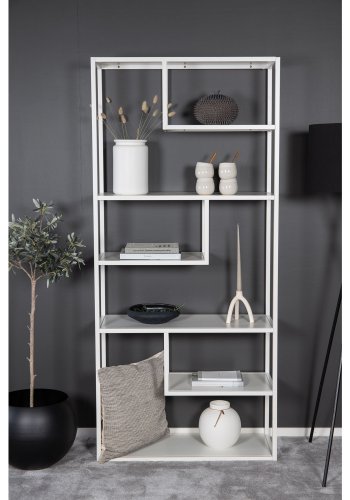VENTURE DESIGN Bokhylle i stl - hvitt stl (H:188cm x85cm x 35cm)