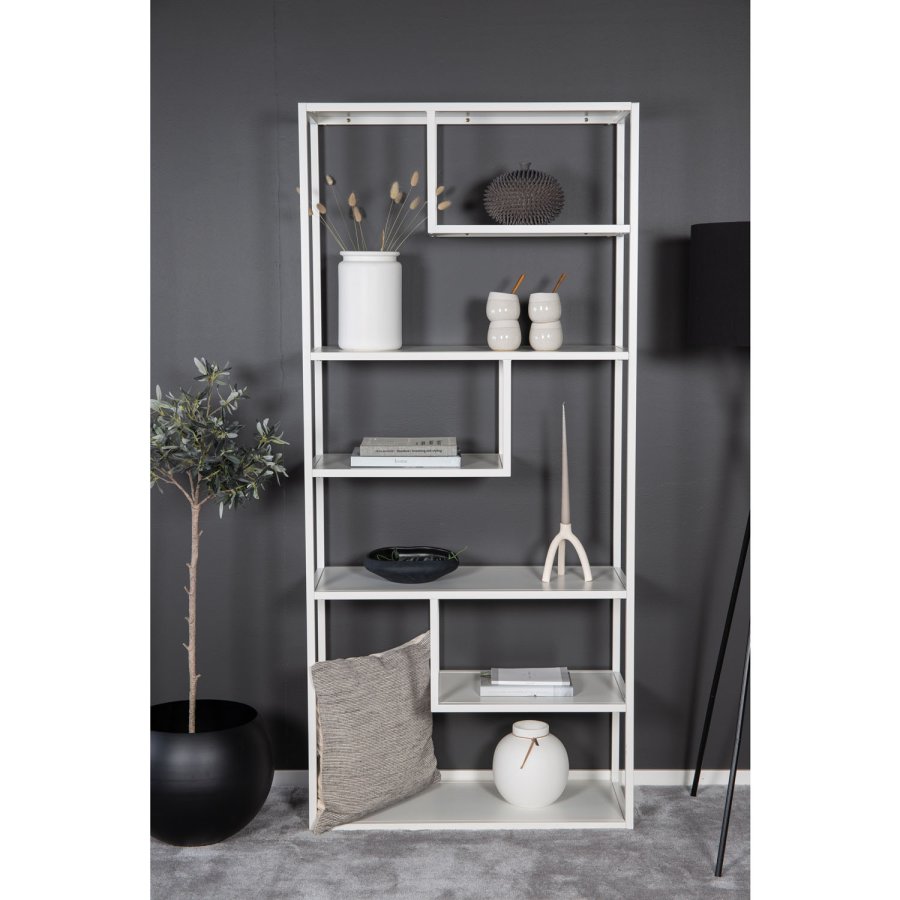 VENTURE DESIGN Bokhylle i stl - hvitt stl (H:188cm x85cm x 35cm)