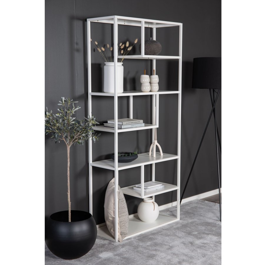 VENTURE DESIGN Bokhylle i stl - hvitt stl (H:188cm x85cm x 35cm)