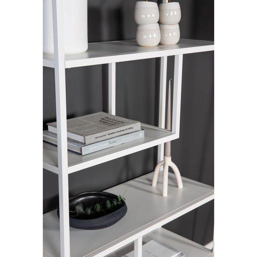 VENTURE DESIGN Bokhylle i stl - hvitt stl (H:188cm x85cm x 35cm)