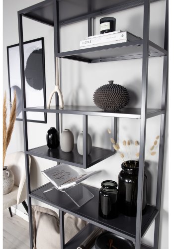 VENTURE DESIGN Bokhylle i stl - lysegr stl (H:188cm x85cm x 35cm)