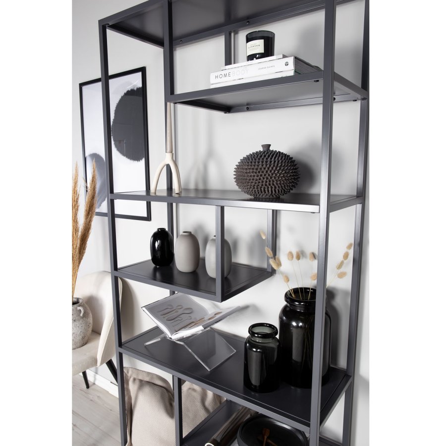 VENTURE DESIGN Bokhylle i stl - lysegr stl (H:188cm x85cm x 35cm)