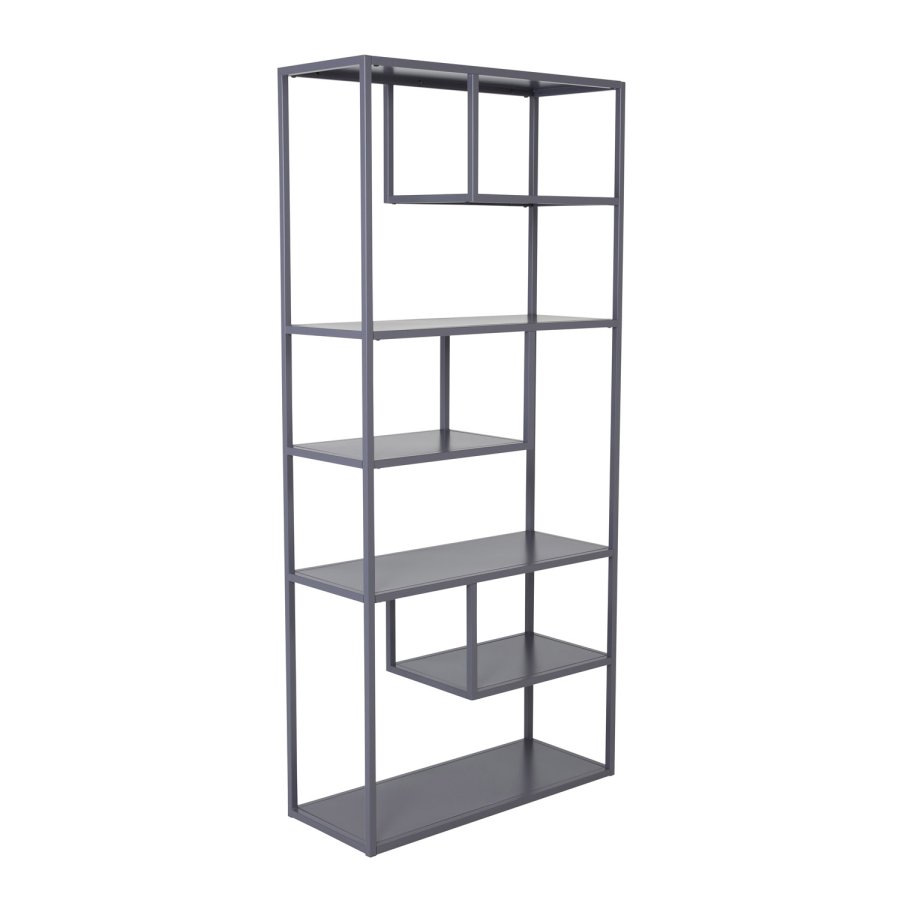 VENTURE DESIGN Bokhylle i stl - lysegr stl (H:188cm x85cm x 35cm)