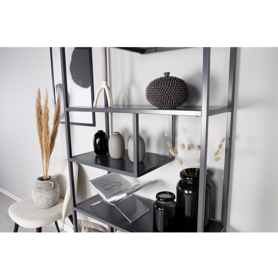 VENTURE DESIGN Bokhylle i stl - lysegr stl (H:188cm x85cm x 35cm)