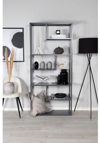 VENTURE DESIGN Bokhylle i stl - lysegr stl (H:188cm x85cm x 35cm)