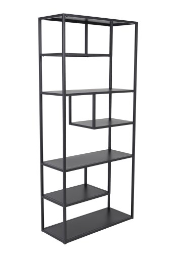 VENTURE DESIGN Bokhylle i stl - svart stl (H:188cm x85cm x 35cm)