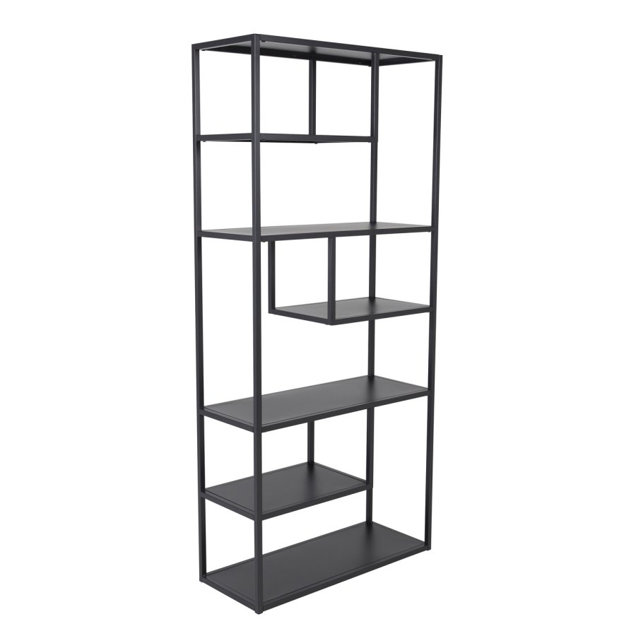 VENTURE DESIGN Bokhylle i stl - svart stl (H:188cm x85cm x 35cm)