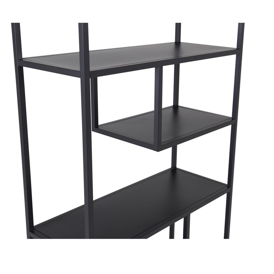VENTURE DESIGN Bokhylle i stl - svart stl (H:188cm x85cm x 35cm)