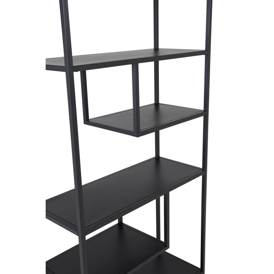 VENTURE DESIGN Bokhylle i stl - svart stl (H:188cm x85cm x 35cm)