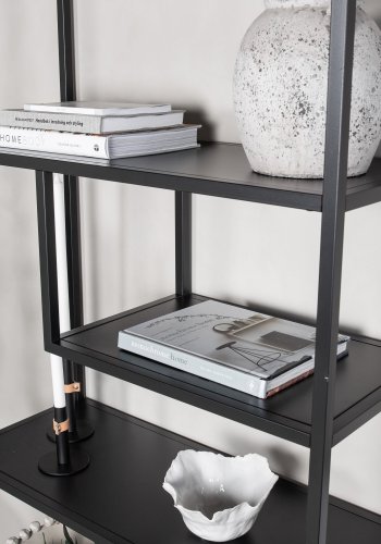 VENTURE DESIGN Bokhylle i st�l - svart st�l (H:188cm x85cm x 35cm)