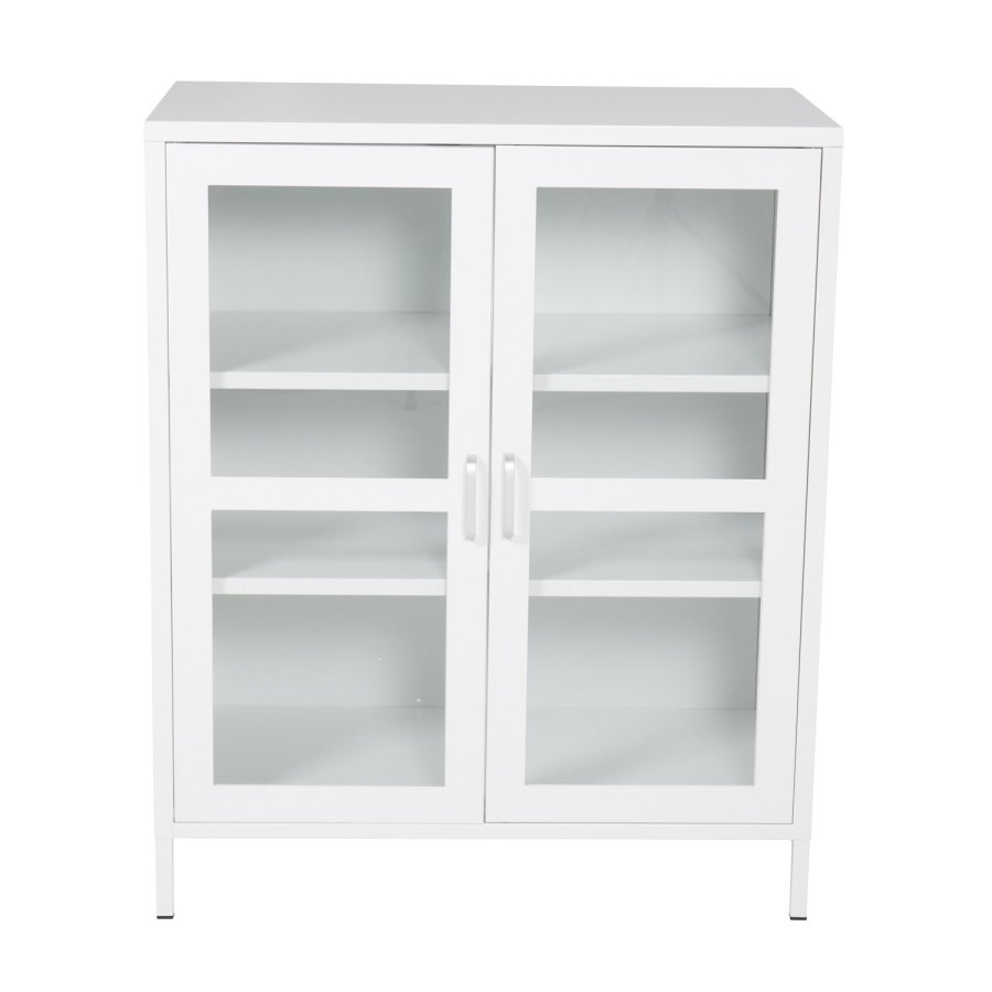 VENTURE DESIGN Acero Niedriger Schrank, mit 2 Türen und 2 Regalen – weißer Stahl